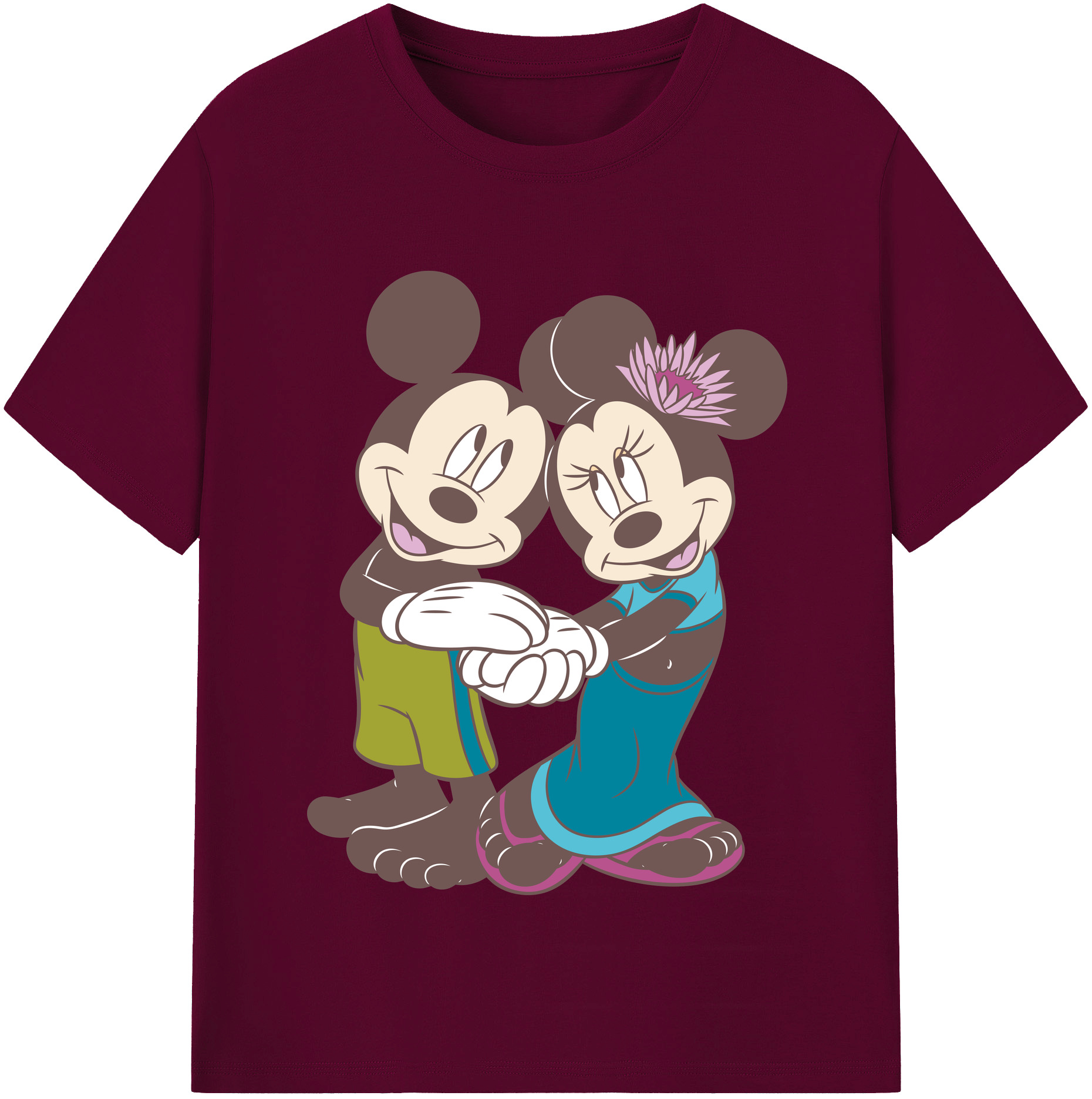 （画像用） ミッキーマウス Mickey Mouse レディースカジュアルプリントTシャツ（綿100％）